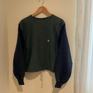 Fred Segal/Champion collab upcycled Green and Navy Sweatshirt. OSFA
